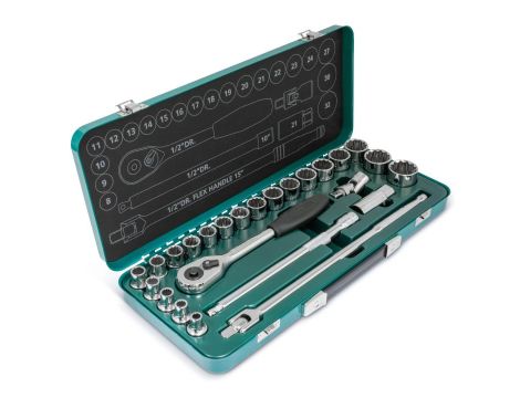 Sata - ZESTAW 25 CZ. KLUCZY NASADOWYCH 1/2" 12- KĄTNE W METALOWEJ KASECIE - ST09092ME-12