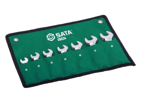 Sata - ZESTAW 7 KLUCZY PŁASKO-OCZKOWYCH KRÓTKICH Z GRZECHOTKĄ - ST09034