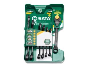 Sata - ZESTAW 7 KLUCZY PŁASKO-OCZKOWYCH METRYCZNYCH Z GRZECHOTKĄ W CZĘŚCI PŁASKIEJ SERIA BLACK - ST47530