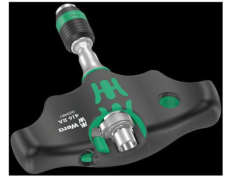 Wera - Rękojeść poprzeczna z uchwytem do bitów i funkcją grzechotki, z uchwytem szybkomocującym Rapidaptor 416 RA - 05023461001