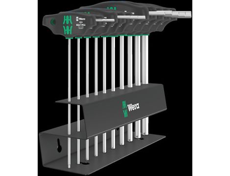 Wera - Zestaw wkrętaków do śrub z profilem Hex-Plus 454/10 HF Set Imperial 2, z rękojeścią poprzeczną i funkcją przytrzymywania, calowe, 10 części - 05023454001