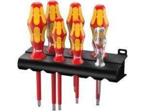 Wera - 160 i/165 i/7 Zestaw wkrętaków Kraftform Seria 100 + jednobiegunowy tester fazy + wieszak, 7 części - 05006148001