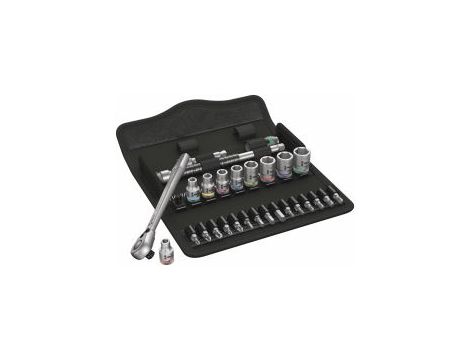 Wera - 8100 SA 11 Grzechotka Zyklop Metal 1/4' z przełącznikiem zmiany kierunku pracy w zestawie calowym, 28 części - 05004021001