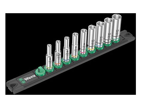 Wera - Listwa magnetyczna A Deep 1 na zestaw kluczy nasadowych 1/4', 9 części - 05005410001