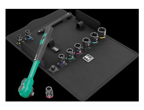 Wera - Zestaw calowy z grzechotką 3/8' Zyklop Comfort 8100 SB 13, z przełącznikiem zmiany kierunku pracy, 11 części - 05005531001