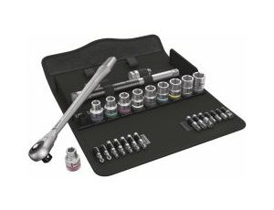 Wera - 8100 SC 10 Grzechotka Zyklop Metal z przekładanym zabierakiem 1/2' w zestawie calowym, 28 części - 05004080001