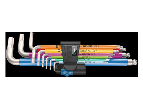 Wera - 3950/9 Hex-Plus Multicolour HF Stainless 1 Zestaw kluczy trzpieniowych, metrycznych, ze stali nierdzewnej, z funkcją przytrzymywania, 9 części - 05022699001