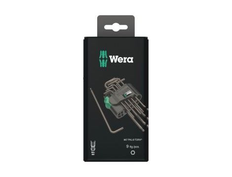 Wera - 967/9 TX 1 SB Zestaw kluczy trzpieniowych TORX®, BlackLaser, w opakowaniu z zawieszką, 9 części - 05073598001 op.= 10 szt.
