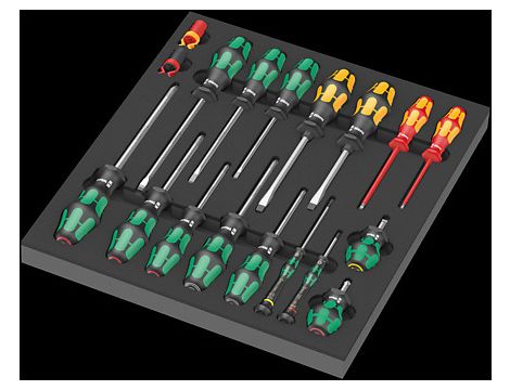 Wera - Wkładka piankowa 9710 z wkrętakami, Set 1, 18 części - 05150101001