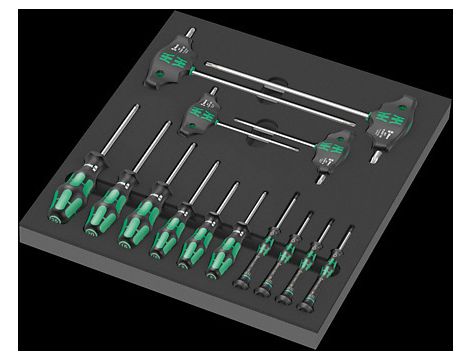 Wera - Wkładka piankowa 9712 z wkrętakami do śrub i wkrętów z gniazdem TORX® z funkcją przytrzymywania, Set 1, 14 części - 05150103001