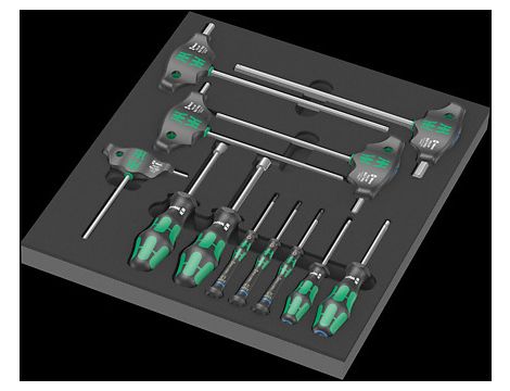 Wera - Wkładka piankowa 9713 z wkrętakami do śrub i wkrętów z gniazdem sześciokątnym, Set 1, 12 części - 05150104001