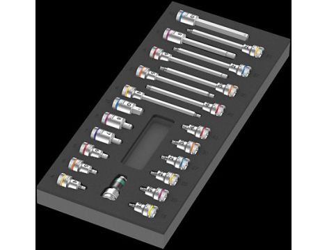 Wera - Wkładka piankowa 9723 z kluczami trzpieniowymi nasadowymi Zyklop 3/8' B, Set 1, 22 części - 05150113001