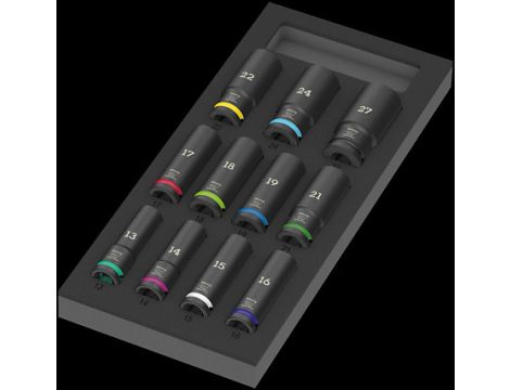 Wera - Wkładka piankowa 9725 Zyklop C, 1/2', zestaw kluczy nasadowych Impaktor Deep, Set 1, 11 części - 05150115001