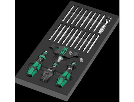 Wera - Wkładka piankowa 9752 Kraftform Kompakt z grzechotką, Set 1, 24 części - 05150152001