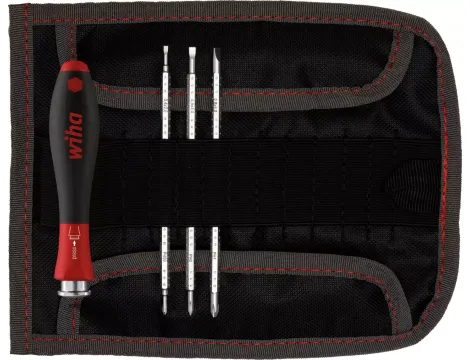 Wiha - wkrętak z trzonami wymiennym, dwustronnymi zestaw SYSTEM 4 Phillips, sześciokąt zewnętrzny, płaski 4-cz.  - 00613