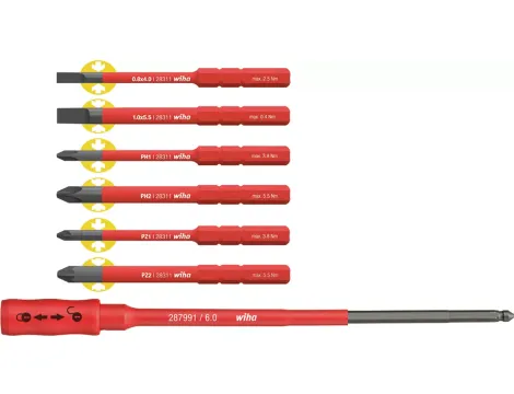 Wiha - zestaw bitów slimBit electric mieszany, z uchwytem slimBit, 7-cz.  - 36079