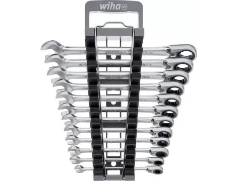 Wiha - Zestaw kluczy dwustronnych płasko-oczkowych z grzechotką 13-cz - 44661