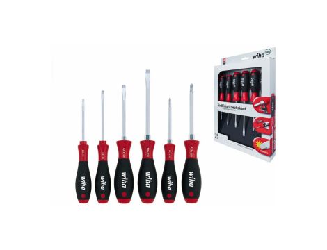 Wiha - zestaw wkrętaków SoftFinish płaski, Pozidriv 6-cz. z nasadką sześciokątną  - 21249