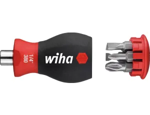 Wiha - magnetyczny wkrętak z magazynkiem bitów płaski, Pozidriv z 6 bitami, Stubby, 1/4