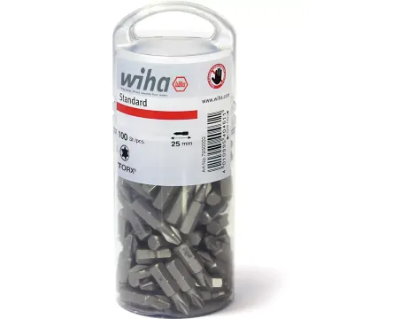 Wiha - zestaw bitów Standard 25 mm TORX®  100-cz. 1/4" w dużym opakowaniu  - 40464