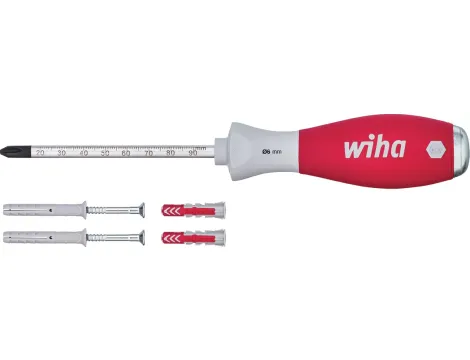 Wiha - zestaw wkrętaków do pobijania SoftFinish z kolkami Phillips z 6 mm trzonem okrągłym, w opakowaniu blistrowym, 5-cz.  - 41289