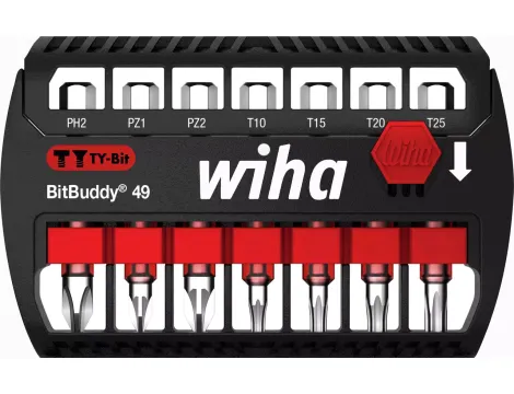 Wiha - zestaw bitów BitBuddy®, bit TY 49 mm Phillips, Pozidriv, TORX® 7-cz. 1/4" w kasecie  - 42117