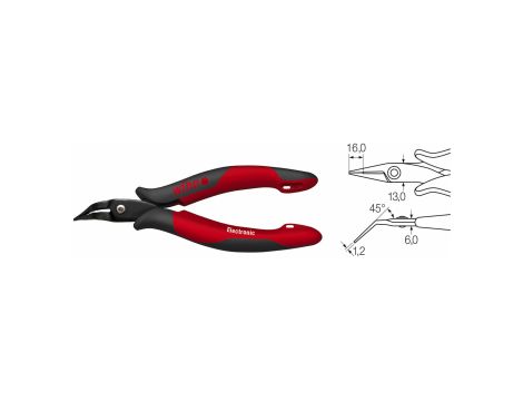 Wiha - Szczypce spiczaste Electronic Waska, dluga glówka, zakrzywione, ok. 40° w blistrze  158 mm - 41222