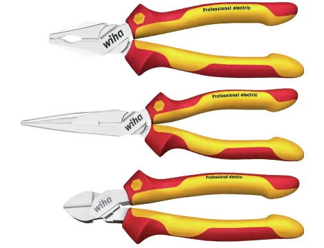 Wiha - zestaw szczypiec Professional electric Szczypce uniwersalne, Szczypce pólokrągłe, Szczypce do cięcia bocznego 3-cz.  - 26852
