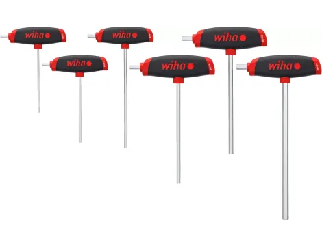 Wiha - Zestaw kluczy trzpieniowych ComfortGrip z rękojeścią T, sześciokątny 6-cz. z trzonem bocznym, chromowany matowo  - 45620