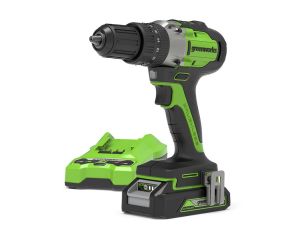 24V wiertarko-wkrętarka GD24DD60K2 Greenworks zestaw ładowarka + aku 2Ah + futerał miękki