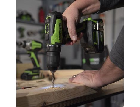 24V wiertarko-wkrętarka GD24DD60K2 Greenworks zestaw ładowarka + aku 2Ah + futerał miękki - 4