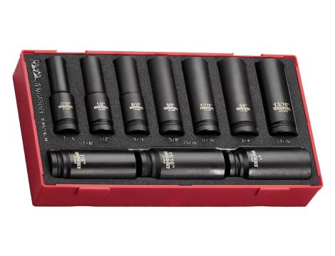TengTools - 14-elementowy zestaw długich nasadek udarowych 1/2" w rozmiarach calowych TEA9216LAF - TEA9214LAF