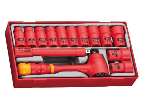TengTools - Zestaw narzędzi nasadowych izolowanych VDE 1000V z chwytem 3/8" - TTV3814