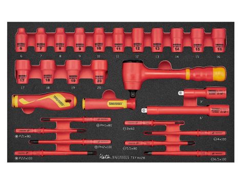 TengTools - Zestaw narzędzi nasadowych i wkrętaków VDE 1000V TEFXV28 - TEFXV28