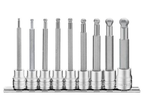 TengTools - 9-elementowy zestaw nasadek trzpieniowych 6-kątnych długich M3809HBN - M3809HBN