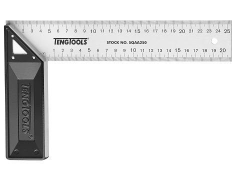 TengTools - Kątownik stolarski z połączeniem uciosowym i przykładnią z tworzywa sztucznego 250 mm SQAA250 - SQAA250