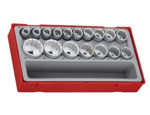 TengTools - 17-elementowy zestaw nasadek 12-kątnych z chwytem kwadratowym 1/2