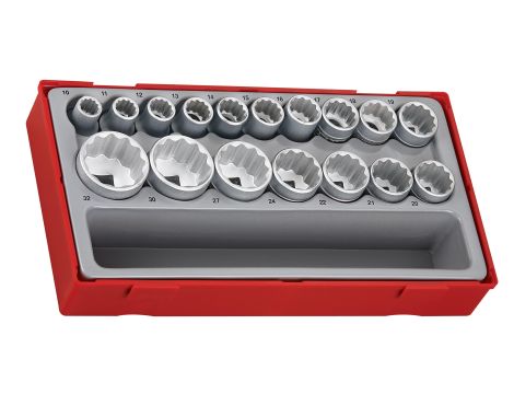 TengTools - 17-elementowy zestaw nasadek 12-kątnych z chwytem kwadratowym 1/2", TT1217 - TT1217