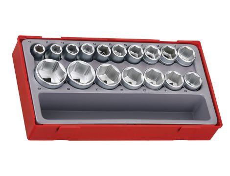 TengTools - 17-elementowy zestaw nasadek 6-kątnych z chwytem kwadratowym 1/2", TT1217-6 - TT1217-6