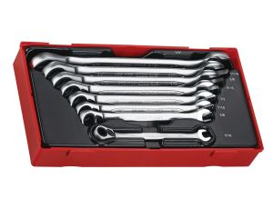 TengTools - 8-elementowy zestaw kluczy płasko-oczkowych zapadkowych calowych TT6508R - TT6508RAF