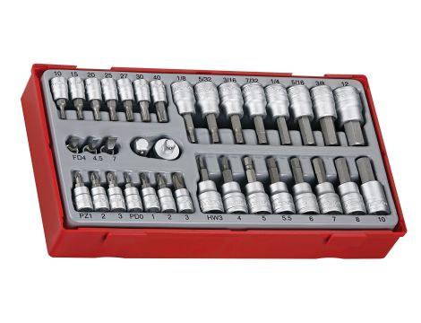 TengTools - 35-elementowy zestaw nasadek trzpieniowych z chwytem kwadratowym 1/4" i 3/8" TTBS35 -