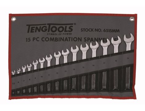 TengTools - 15-elementowy zestaw kluczy płasko-oczkowych 5,5-19 mm - 6515MM