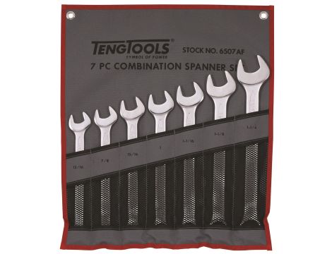 TengTools - 7-elementowy zestaw kluczy płasko-oczkowych calowych 13/16" - 1-1/4" - 6507AF