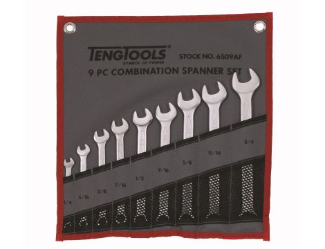 TengTools - 9-elementowy zestaw kluczy płasko-oczkowych calowych 1/4" - 3/4" - 6509AF