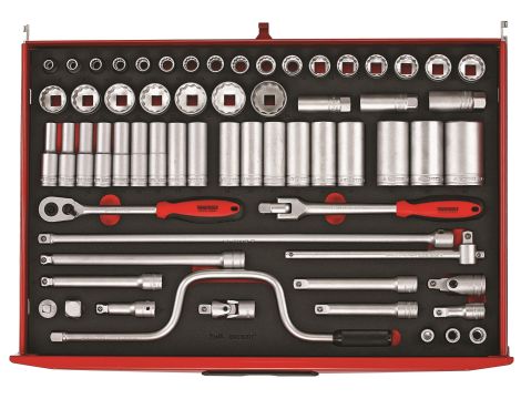 TengTools - 63-elementowy zestaw kluczy nasadowych z chwytem kwadratowym 1/2", TTESK63 - TTESK63