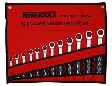 TengTools - Zestaw kluczy płasko-oczkowych zapadkowych 6512RSMM - 6512RSMM