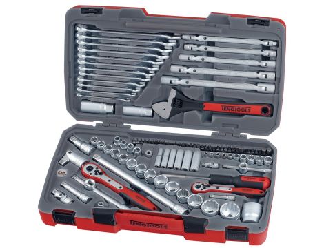 TengTools - 106-elementowy zestaw narzędzi nasadowych z chwytem kwadratowym 1/4", 3/8" i 1/2". TM106 - TM106