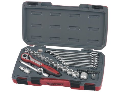 TengTools - Zestaw narzędzi nasadowych 3/8" i kluczy płasko-oczkowychTeng Tools T3840 - T3840