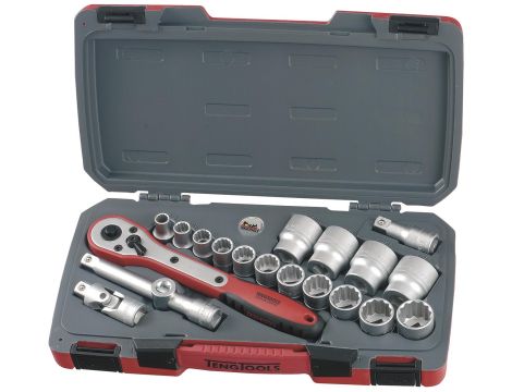 TengTools - 20-elementowy zestaw narzędzi nasadowych calowych z chwytem kwadratowym 1/2". T1220AF - T1220AF