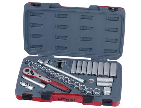 TengTools - 34-elementowy zestaw kluczy nasadowych z chwytem kwadratowym 1/2". M1234 - T1234